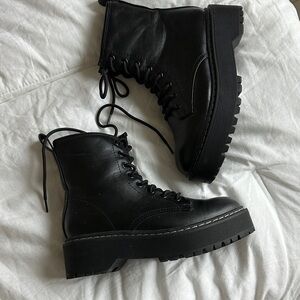 Target Women Black Lace-Up Combat Boots